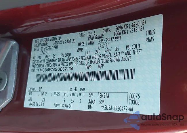 1FMCU0F74GUB32134: 43294449