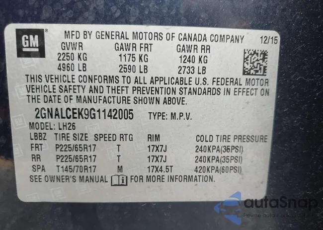 2GNALCEK9G1142005: 43294487