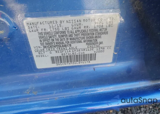 3N1CN7AP2GL846178: 43294563