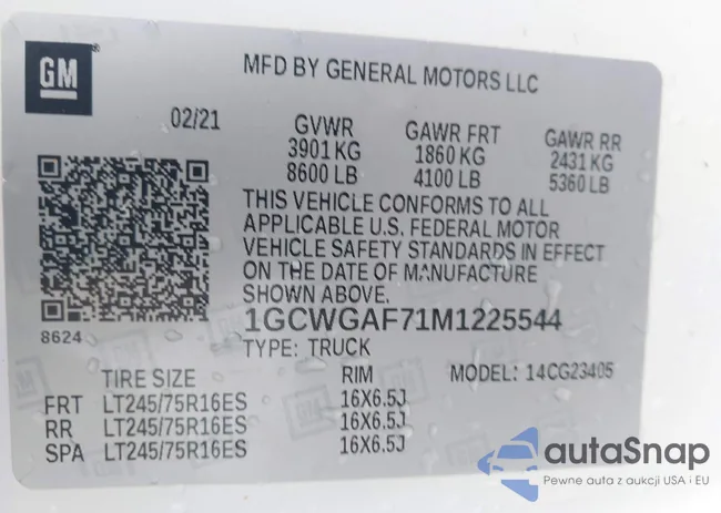 1GCWGAF71M1225544: 43294576