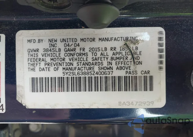 5Y2SL63885Z400637: 43294651