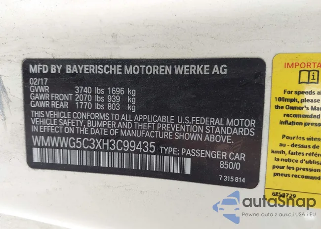 WMWWG5C3XH3C99435: 43295796