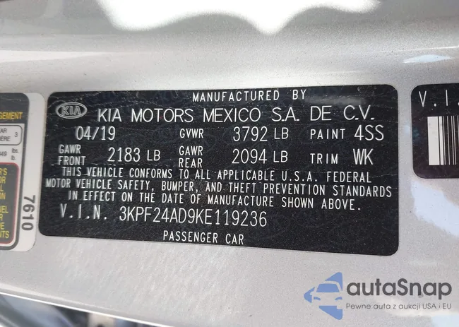 3KPF24AD9KE119236: 43295807