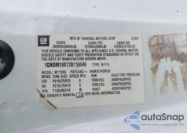 1GNDM19X72B139049: 43295822