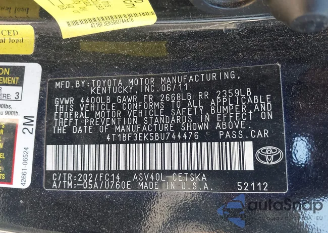 4T1BF3EK5BU744476: 43295983