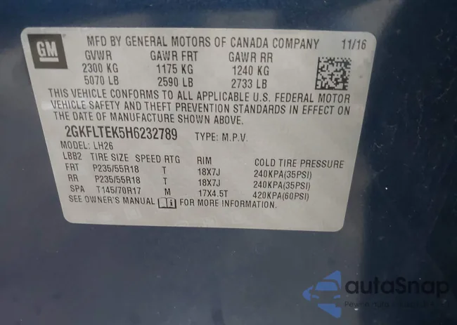 2GKFLTEK5H6232789: 43296242