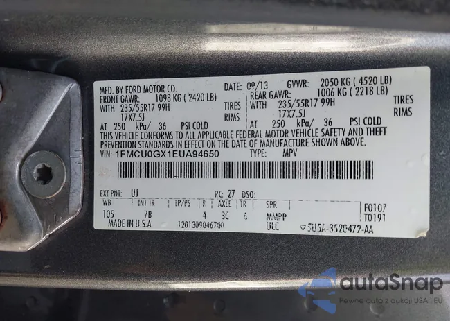 1FMCU0GX1EUA94650: 43296277