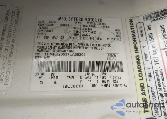 1FMFK20537LA66204: 43296296