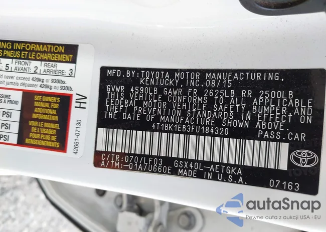 4T1BK1EB3FU184320: 43295432