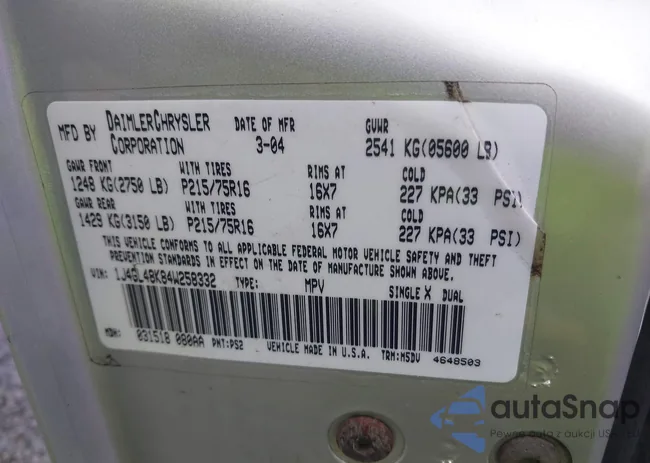 1J4GL48K84W258332: 43295433