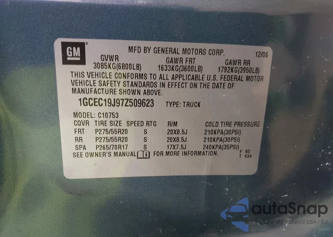 1GCEC19J97Z509623: 43295461