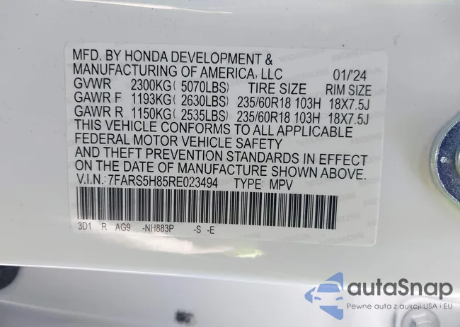 7FARS5H85RE023494: 43295646