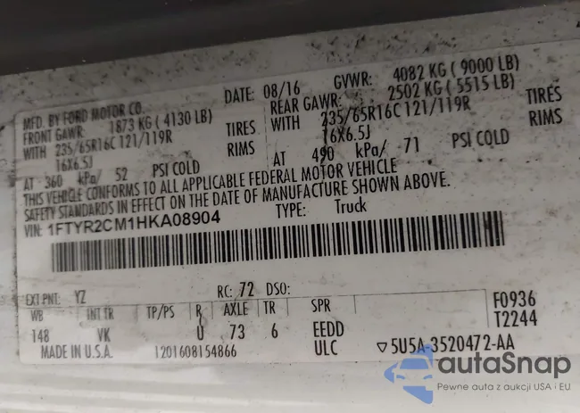 1FTYR2CM1HKA08904: 43295708