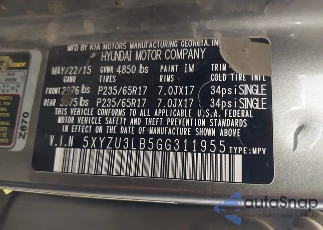 5XYZU3LB5GG311955: 43296806