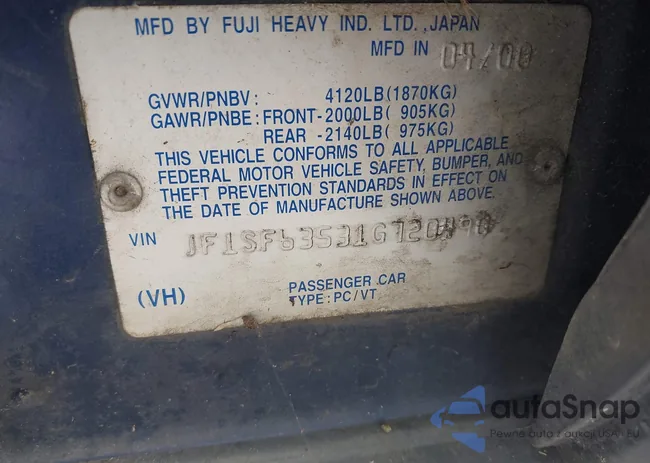 JF1SF63531G720490: 43296814