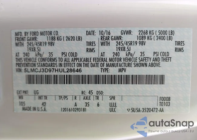 5LMCJ3D97HUL28646: 43296861