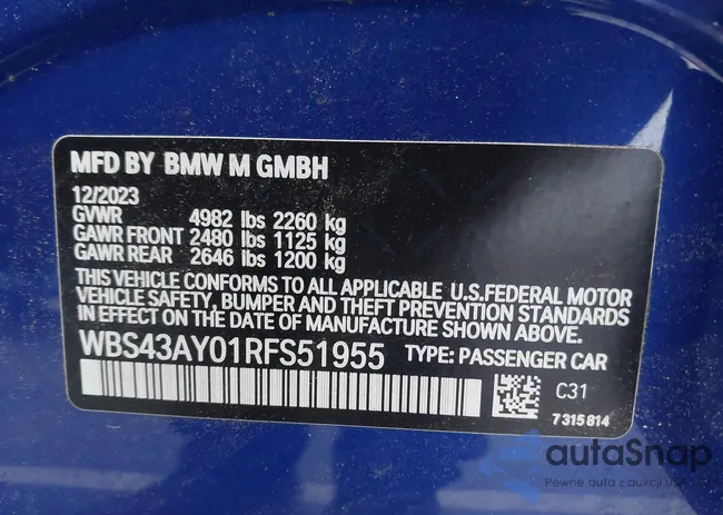 WBS43AY01RFS51955: 43296945