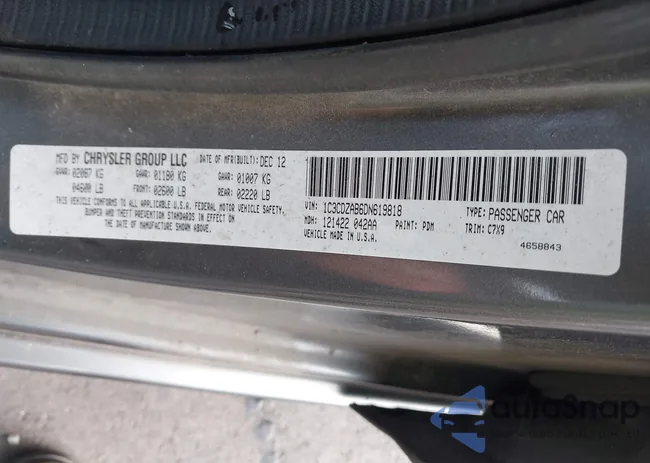 1C3CDZAB6DN619818: 43296948