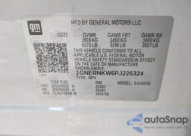 1GNERNKW6PJ226324: 43296978