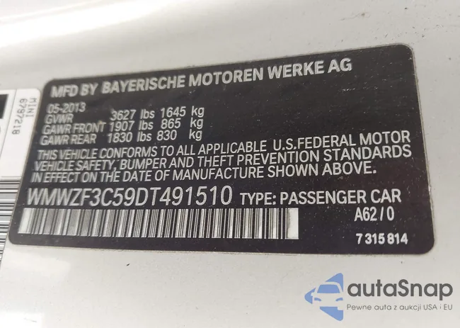 WMWZF3C59DT491510: 43297041