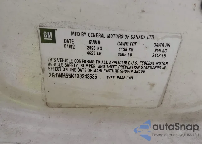 2G1WH55K129243635: 43297045