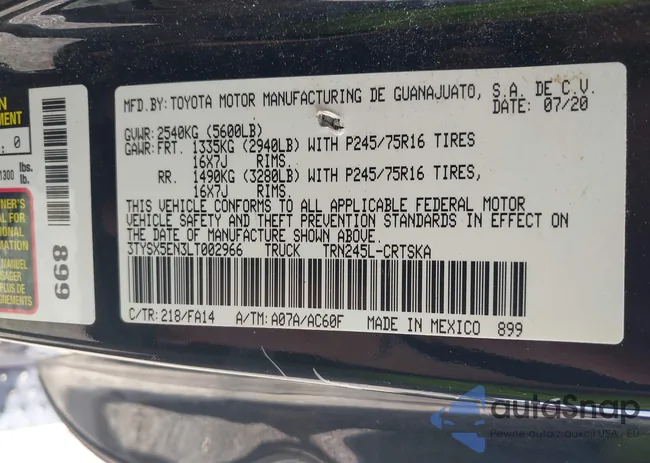 3TYSX5EN3LT002966: 43297083