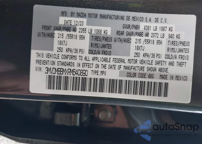 3MVDMBBMXRM640890: 43297094