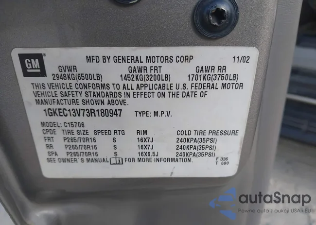 1GKEC13V73R180947: 43297184