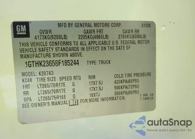 1GTHK23658F185244: 43297188