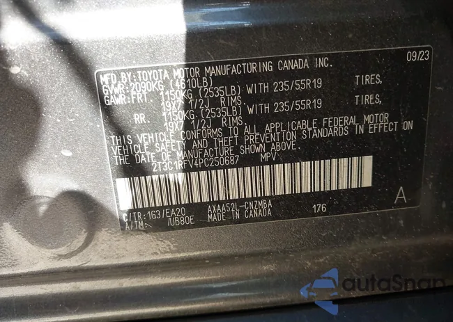 2T3C1RFV4PC250687: 43297314