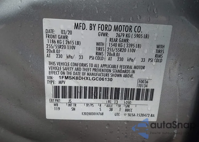 1FMSK8DHXLGC06130: 43297326