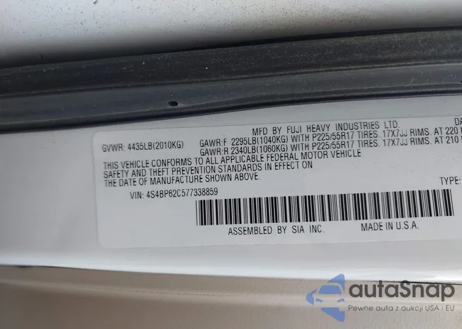 4S4BP62C577338859: 43296471