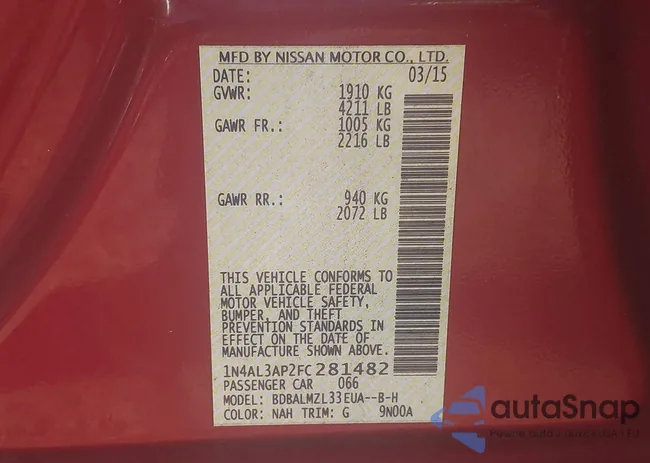 1N4AL3AP2FC281482: 43296487