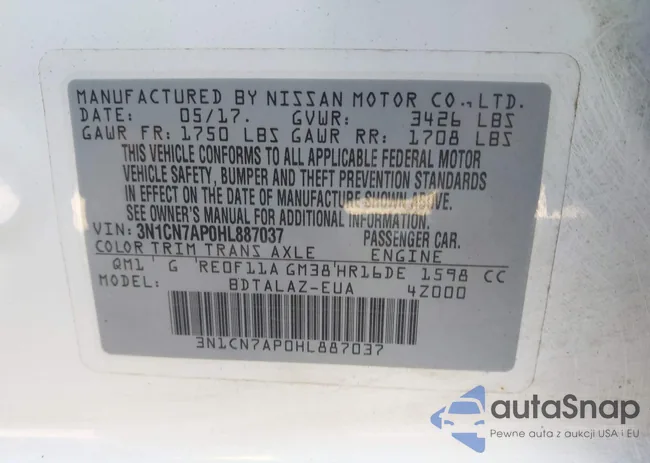 3N1CN7AP0HL887037: 43296505