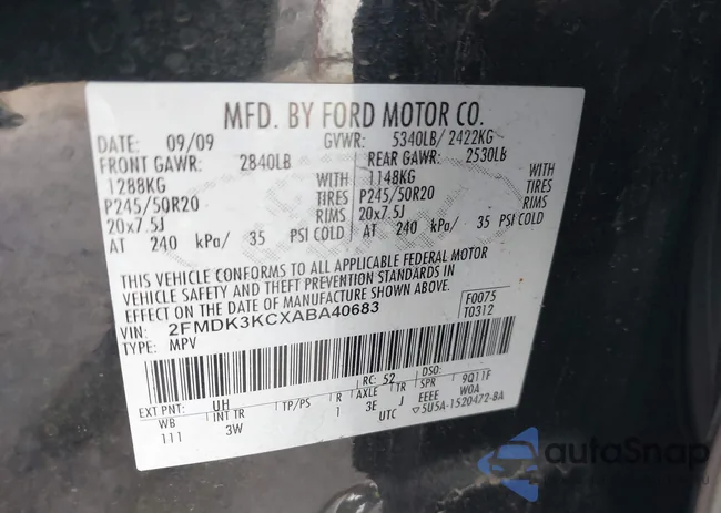 2FMDK3KCXABA40683: 43296510