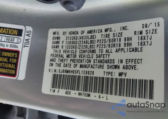 5J6RM4H95FL109626: 43296581