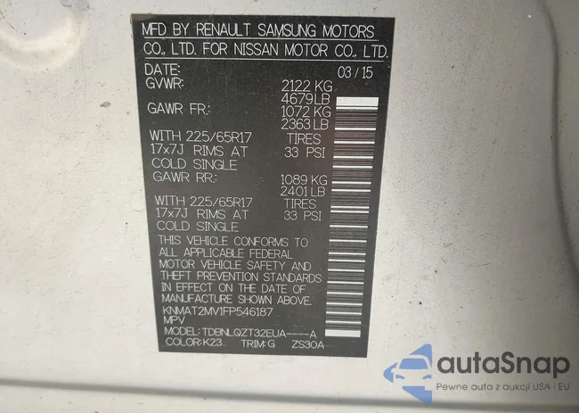 KNMAT2MV1FP546187: 43296632