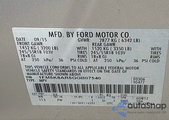 1FM5K8AR5GGB07540: 43296672