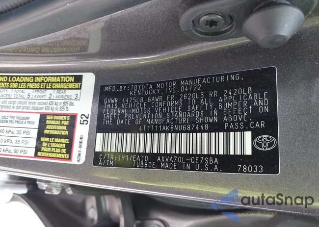 4T1T11AK8NU687448: 43296695