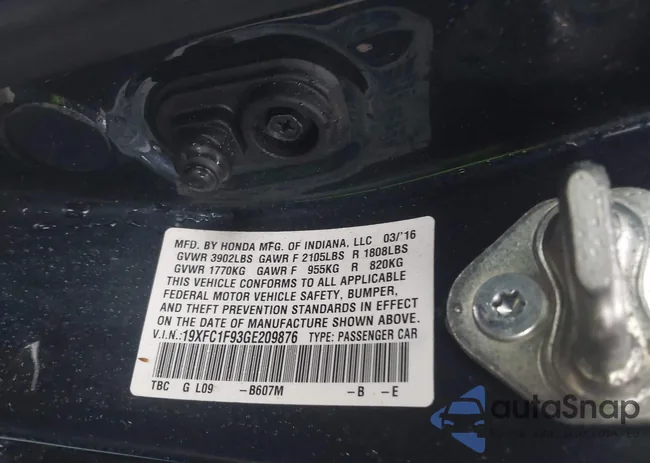 19XFC1F93GE209876: 43296764