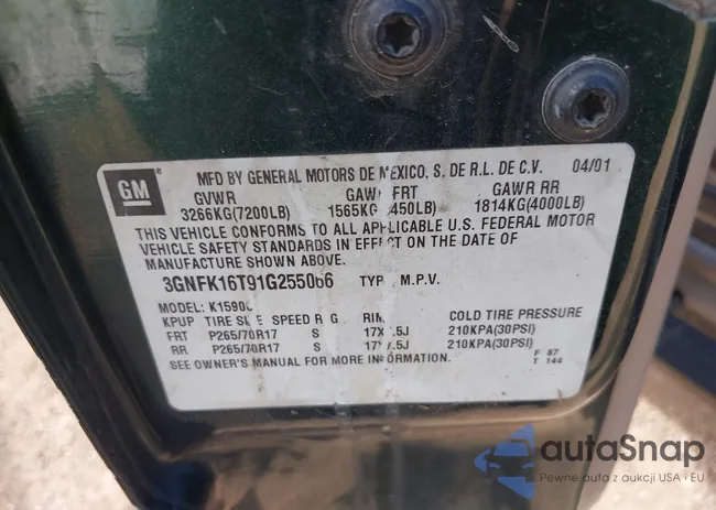 3GNFK16T91G255066: 43297786