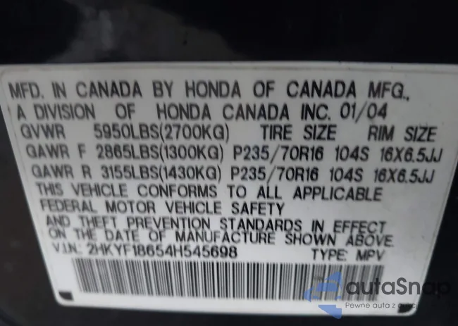 2HKYF18654H545698: 43297917