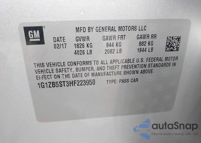 1G1ZB5ST3HF223950: 43297948