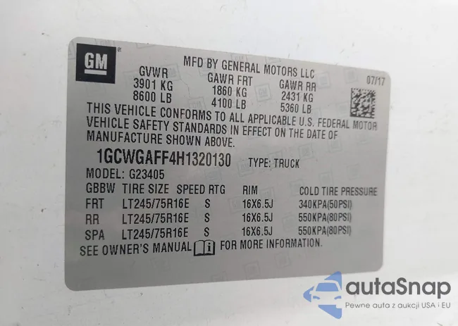 1GCWGAFF4H1320130: 43297963