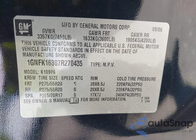 1GNFK16307R270435: 43297997