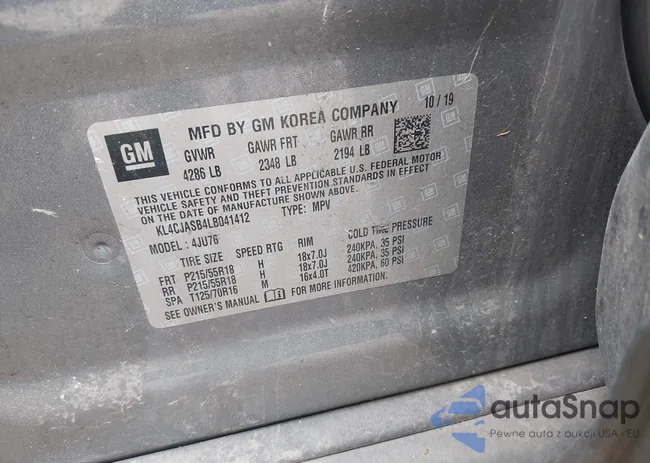 KL4CJASB4LB041412: 43298035