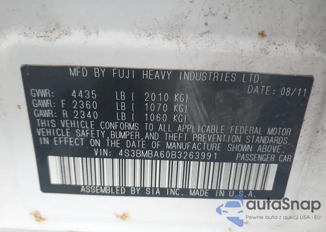 4S3BMBA60B3263991: 43298060