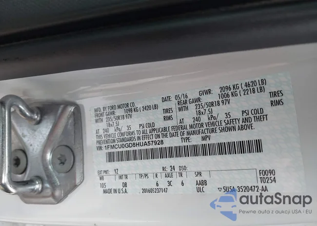 1FMCU0GD8HUA57928: 43298069