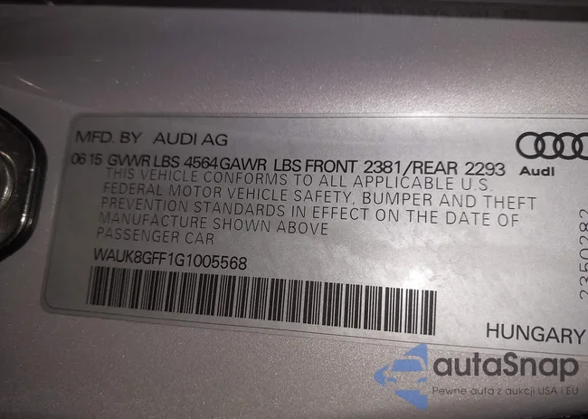 WAUK8GFF1G1005568: 43298205