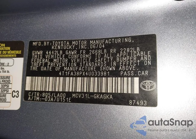 4T1FA38PX4U033981: 43298235